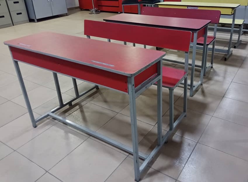 Double Classroom Table with Chair Jointed - BFM002B